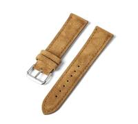 Wdjadp 18/19/20/21/22/24mm Vintage Suede Strap, Soft To The Touch, Suitable for Both Business and Casual Occasions,Yellow Brown-steel color buckle,18mm