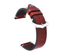 Wdjadp 18/19/20/21/22/24mm Vintage Waxed Leather Strap, Distressed Effect, Suitable for Both formal and Casual Wear.,Red,21mm