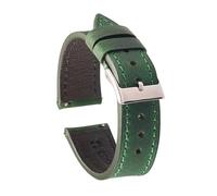 Wdjadp 18/19/20/21/22mm Quick-Release Genuine Leather Strap, Easy To Change By Hand, Suitable for Both Business and Casual Occasions.,Green,19mm