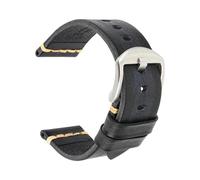 Wdjadp 18/20/22/24mm Genuine Leather Strap, Classic Style, Suitable for Both formal and Casual Occasions.,Ash Black-Silver,20mm