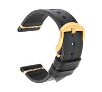 Wdjadp 18/20/22/24mm Genuine Leather Strap, Classic Style, Suitable for Both formal and Casual Occasions.,Ash Black-Gold,20mm