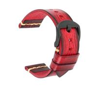 Wdjadp 18/20/22/24mm Genuine Leather Strap, Classic Style, Suitable for Both formal and Casual Occasions.,Glamour Red-Black,19mm