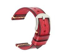 Wdjadp 18/20/22/24mm Genuine Leather Strap, Classic Style, Suitable for Both formal and Casual Occasions.,Glamour Red-Silver,26mm