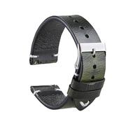 Wdjadp 18/20/22mm Vintage Quick-Release Leather Strap, Easy To Install By Hand, Suitable for Both formal and Casual Occasions.,Green,22mm