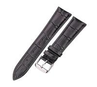 Wdjadp 18-24mm Crocodile-Patterned Genuine Leather Strap, Simple and Versatile, Suitable for Both formal and Casual Wear.,Black Silver Buckle,19mm