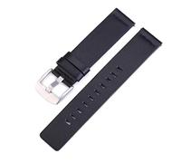 Wdjadp 20/22mm Genuine Leather Strap, Universal Replacement Strap, Suitable for Both Business and Casual Occasions.,Black-Silver Buckle,24mm