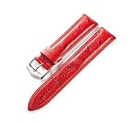Wdjadp 22mm Double-Sided Waterproof Genuine Leather Strap, Sweat and Moisture Resistant, Suitable for Both Business and Casual Occasions.,Red,20mm