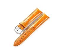 Wdjadp 22mm Double-Sided Waterproof Genuine Leather Strap, Sweat and Moisture Resistant, Suitable for Both Business and Casual Occasions.,Orange,20mm