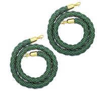 WDJBPSH 4.9ft Long Nylon Barrier Hemp Rope 2 Pack, 2.8mm VIP Stanchion Ropes with Chrome Plated Hooks, Queue Divider Cord for Outdoor Crowd Control (Color : Dark green)