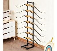 WDJBPSH Commercial Bow and Arrow Display Stand, Black Floor - Mounted Holder for Archery Enthusiasts & Retail Show, Metal Sports Equipment Storage Rack(7-tier)