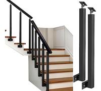 WDJBPSH Iron Balusters Post for Staircase Step, Black Deck Stair Spindle for Home Office Hotel, Side Mount Railing Parts with Screws & Flat Brackets (Color : 2 pack, Size : Height-90cm/35.4in)