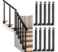 WDJBPSH Iron Balusters Post for Staircase Step, Black Deck Stair Spindle for Home Office Hotel, Side Mount Railing Parts with Screws & Flat Brackets (Color : 10 pack, Size : Height-90cm/35.4in)