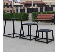 WDJBPSH Set of 3 Stackable Gym Jumping Box, 11.8"/17.7"/24" Tall Plyo Jump Platform with Anti-Slip Rubber Tread, Space Saving for Home Training(Black)