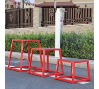 WDJBPSH Set of 3 Stackable Gym Jumping Box, 11.8"/17.7"/24" Tall Plyo Jump Platform with Anti-Slip Rubber Tread, Space Saving for Home Training(Red)