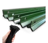 WDJBPSH Steel Fence Post with Zip Ties, Green Metal Fencing Pillars for Gardens/Farms/Shrubland/green Belts/Wire Mesh Fences, 1.3 1.5 1.7 1.8 M Tall (Color : Pack of 5, Size : 1.7m/5.57ft tall)