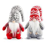 WDJLNZB 2 Pieces Christmas Gnomes Decorations, Swedish Gnome Handmade Plush Santa for Xmas Table Decorations, Christmas Home Office Tabletop Decor Gift