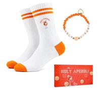 WDJLNZB Aperol Spritz 2026 Gift Set - Socks and Aperol Bracelet - Funny Gift for New Year's Eve 2026, Carnival, Birthday, Christmas, M, Cotton, Not a gemstone