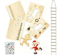 WDJLNZB Magic Elf Footprint Stencils - 2025 Christmas Decoration Accessories Kit with Rope Ladder and Stickers - Create Traces for Window, Floor, Door - Wooden Interior Decoration