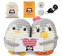 WDJLNZB Positive Penguin Gifts for Lover, Pocket Hug Penguins Cuddly Toy with Keyring and Card, Creative Knitting Wool Penguin Doll, I Love You Wedding Anniversary Gift (A)