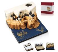 WDKXCN 3D Calendar 2026, Time Piece Calendar with LED Lights, Castle 3D Desk Calendar Tear Away 2026, Memo Pad Paper Carving Art for Christmas Housewarming Desktop Decoration