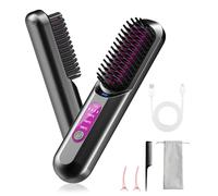 WDKXCN Cordless Hair Straightener Brush, 5200mAh Portable Heated Straightening Brush, USB Rechargeable, Negative Ion Hair Straightener Brush for Travel or Professional Salon at Home with 3 Temperature