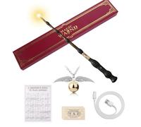 WDKXCN Dumbledore Wand, 37CM Elder Wand Light Up | USB Charging Elder Wand, Dumbledore Wand in Gift Box with Spell Card, Station Ticket and Necklace
