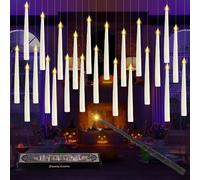 WDKXCN Floating Candles with Wand, 24Pcs Hanging Magic Candle, Hanging Candles from Ceiling, Warm Light Battery LED with Wand Remote, Flameless Candle for Party, Halloween, Christmas Decoration