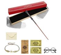 WDKXCN Harry Potter Wand, 37CM Harry Wands With Steel Core and Resin, Magic H-arry P-otter Wand in Gift Box with Gold-Stamped Tickets, Acceptance Letter, Map, Black Glasses, Bracelet