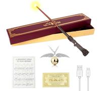 WDKXCN Harry Potter Wand Age 8+, 35CM Harry-Potter Wands Glow, USB Charging Harry Light Up wand, Magic H-arry P-otter Wand in Gift Box with Spell Card, Station Ticket and Necklace
