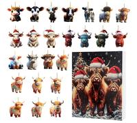 WDKXCN Highland Cow Advent Calendar 2026, Cow Advent Calendar 2026, Christmas Vacation AdventCalendar, Highland Cows Ornaments Pendant 2D forChristmas Tree Decorations, Christmas Countdown