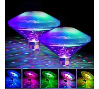 WDKXCN Hot Tub Lights, 2 Pcs LED Bath Lights,8 Modes Floating Pool Led Tub Lamp, Waterproof Colour Changing Underwater Disco Light for Swimming Pool Disco Fountain Bathing Pond and Party Decoration
