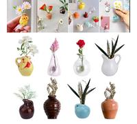 WDKXCN Mini Vase Magnets for Fridge, 8Pcs Cute Plant Mini Vase Fridge Magnets, Resin 3D Funny Fridge Accessories, Fridge Magnets for Kitchen & Office Metal Surfaces Decoration