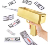 WDKXCN Money Gun Shooter, Handheld Cash Gun with 100pcs Fake Dollar, Pretend Play Toy GuN MONey GUN, Prop GUn Make it Rain Party, Wedding, Pretend Play, Gold