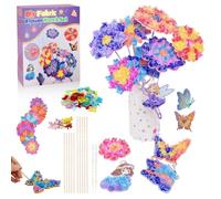 WDKXCN Poke Flowers, 14 Pack Poke in Art Flowers Arts and Crafts for Kids, Poke Flower Art with Fabric Educational Craft Kits, Gifts for Girls & Boys Ages 4, 5, 6, 7, 8, 9, for Room Decoration