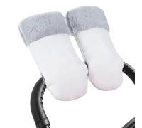 WDKXCN Pram Hand Muff, Waterproof Windproof Pram Gloves for Stroller, Stroller Fleece Extra Long Pram Hand Warmer Buggy Mittens, Zip Hand Muffs for Pram, Buggy, Bike and Trailer (White)