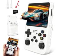WDKXCN R36s Handheld Game Console, 3.5 In Screen Linux System Retro Games Console Handheld, R36s Game Console with 64G TF Card, 3500 mAh Portable Games Console Built-in 15000+ Classic Game(White)