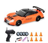 WDKXCN RC Drift Car, 1:24 Remote Control Car, 2.4GHz 4WD Mini RC CaR, with USB Charging 6 Barricades 4 Racing Tires 1 Batteries, for Kids Boys Adults Family Member Friends Lover