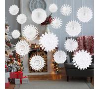 WDKXCN Snowflake Decorations, 16 Pcs Paper Christmas Decorations Large, Winter Wonderland Decorations, Snowflakes for Crafting, White Christmas Decorations for Winter Home Wedding