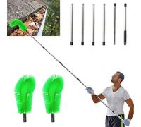 WDKXCN Telescopic Gutter Cleaner Tool with 6 Telescopic Poles and 2 Cleaning Brushes, Cleaning Leaves Debris Window Gutter Hanging Light