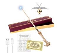 WDKXCN Voldemort Wand, 35CM Lord Voldemort Wand Glow, USB Charging Light Up Wand Noble Collection, Magic voldemort wand in Gift Box with Spell Card, Station Ticket and Necklace