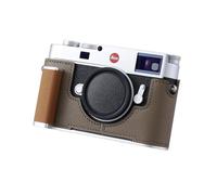 WDMARTUS Camera Half Case for Leica M11/M11-P/M EV1, Vintage Metal Genuine Leather Camera Protective Cases for Leica M11 M11-P M EV1 Stylish Portable Shockproof (Gray+Brown)