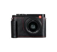 WDMARTUS Camera Half Case for Leica Q3 Q3 43 Q3 28, Vintage Metal Genuine Leather Camera Protective Cases for Leica Q3 Stylish Portable Shockproof (BlackR)