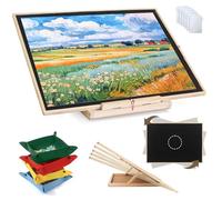 Wdmiya Jigsaw Puzzle Board 1500 Pieces, Wooden Jigsaw Board Adjustable and Rotatable, Portable Puzzle Table with Drawers & Dust Cover, Gifts for Adults Kids
