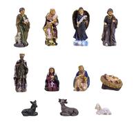 WDMJxar The Nativity Set, Traditional Christmas Nativity Scene With 11 Mini Resin Figures for Living Room, House, Home Tabletop and Window