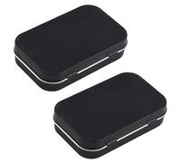 WdmKacmo 2 PCS Tins Container Portable Metal Rectangular Tin Cans 3 oz Mini Black Hinged Household Storage Box with Lid Home Storage Organizer for Storing Candy Key Earrings Small Items