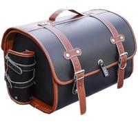 WDMNAO Leather Motorcycle Saddle Bags for Triumph Speed Triple T509/955i 1999 2000 2001, Waterproof Vintage Motorcycle Rear Seat Storage Bag, Large Capacity Pannier,A Black-Brown