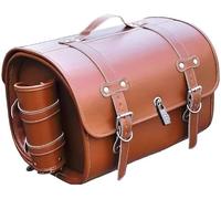 WDMNAO Leather Motorcycle Saddle Bags for Triumph Street Twin/Speed Twin 900 2016, Waterproof Vintage Motorcycle Rear Seat Storage Bag, Large Capacity Pannier,A Brown