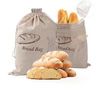 Wdmxszdq Bread Bags for Homemade Bread, Reusable Bread Bag,15 x 12 Inches Linen Sourdough Bread Bags (2 Pack) - TPU Interior Lining to Stay Fresh