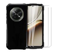 WDMYLFTW Case for Doogee Fire 7 + [2 Pack] Glass Screen Protector Tempered Film - Transparent Silicone Soft Flexible Bumper Shockproof TPU Protective Cover Shell (Black)