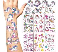 WDOERA Unicorn Temporary Tattoos for kids(10sheets) Cute Unicorn Rainbow Heart Ice Cream Temporary Tattoos for Girls Unicorn Theme Party Loot Party Bag Filler